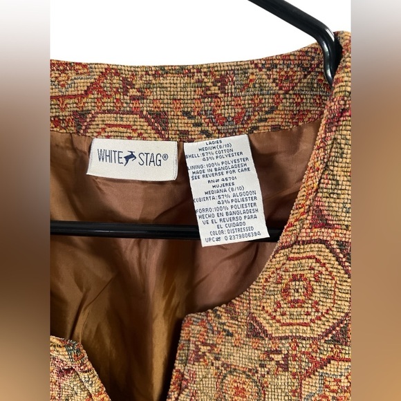 White stag brown tapestry button down vest - Picture 2 of 4